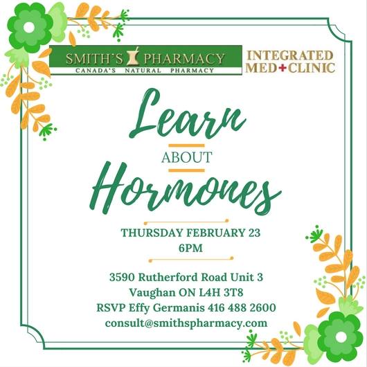 smithspharmacy_'s tweet photo. Smith's Pharmacy Vaughan has a #free talk on hormones!! You don't want to miss out!! RSVP Today!! #learnabouthealth #empoweryourself https://t.co/VYlpy7Nv8P