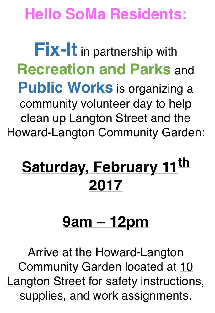 bettersoma's tweet photo. Email sandra.zuniga@sfgov.org to rsvp. See attached!! RSVP by 5 pm tomorrow, Wednesday. #bettersf #bettersoma https://t.co/71ivk8Uyrb