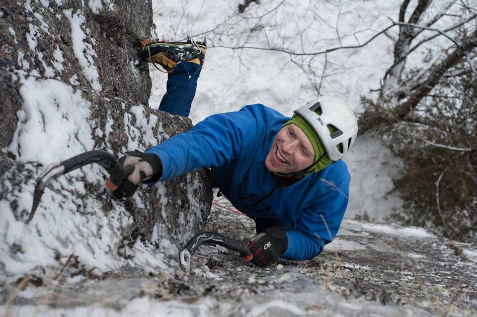SOIceFest's tweet photo. @AndriyKolos prepping a new route for #SOIceFest2
#StartedWithJeffLowe #GetAJob #SmileIsReal 
@ORGEAR @mec @Petzl #BrentElliotPhoto https://t.co/U8avUUVuiT