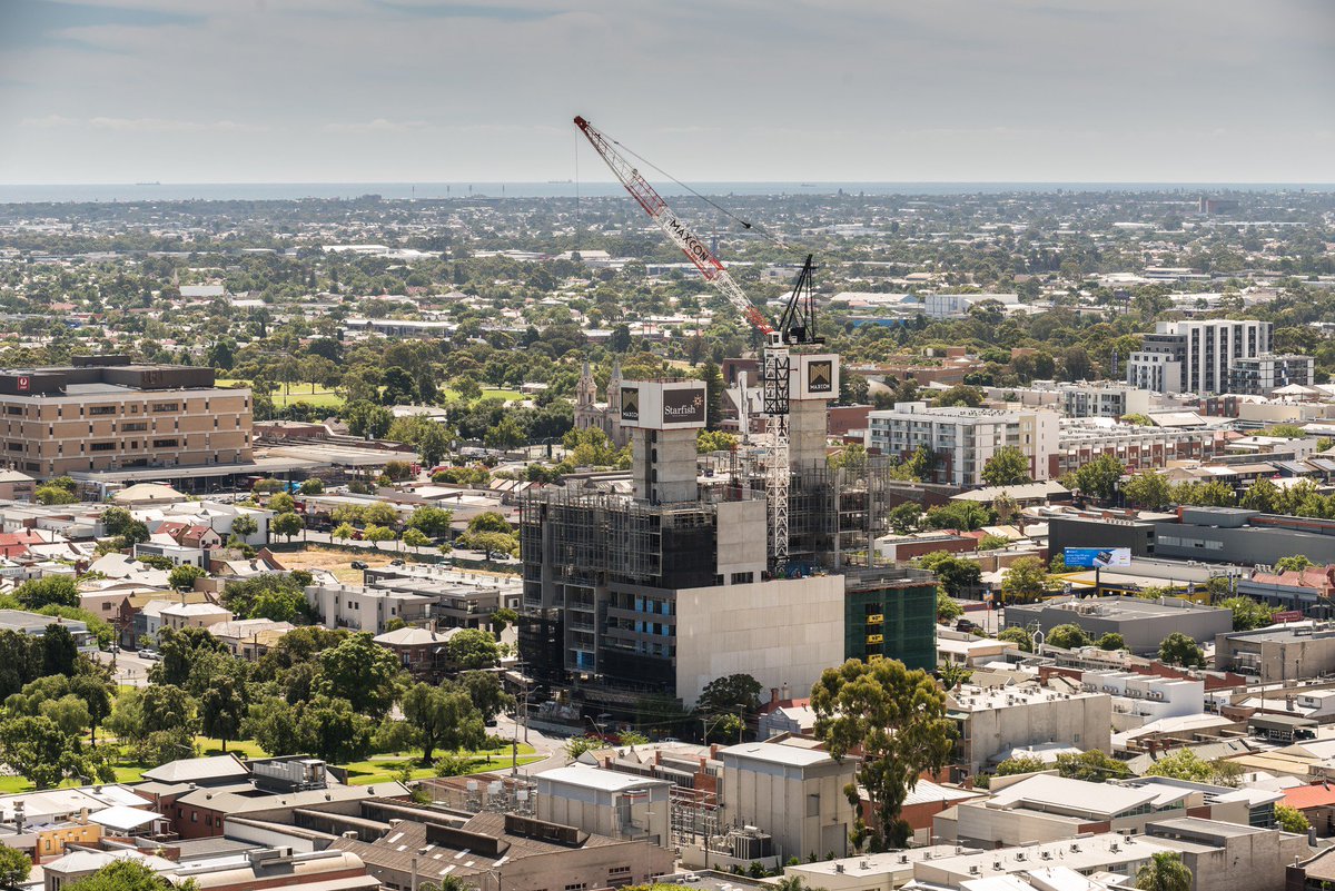 starfish_dev's tweet photo. Looking at @bohem_adelaide from the south eastern corner. Currently at Level 10 of 22. #adelaide #architecture #adelaidecbd https://t.co/8VYsPDwVyf