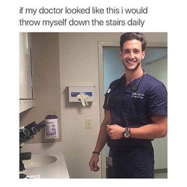 his_QUEEN_1103's tweet photo. @iamtiffunny this is almost like @Swell_Nells  Dr in the hospital. ..lol #damn #hotdr #iwouldinjuremyselfdaily.  Lol https://t.co/8UGPBZS931