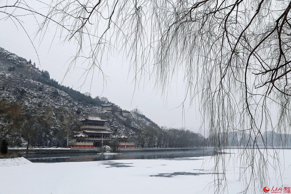 White snow covers  Fenhe River in Shanxi Province. How beautiful and peace a snow world !