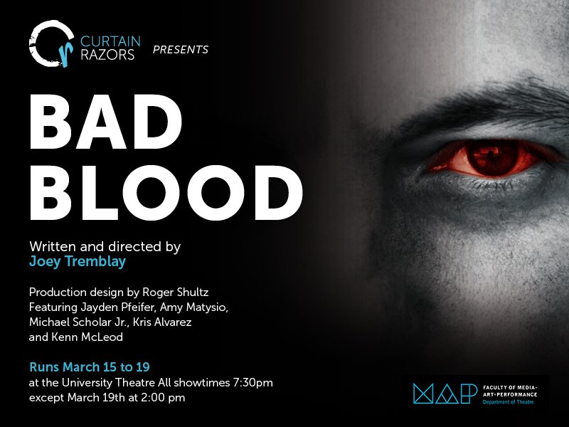 CurtainRazors's tweet photo. https://t.co/5PVwBEPrN8
#badblood @URTheatre @sask_satp @SaskHealthCo @TSI1932 https://t.co/3HTD2I3YLQ