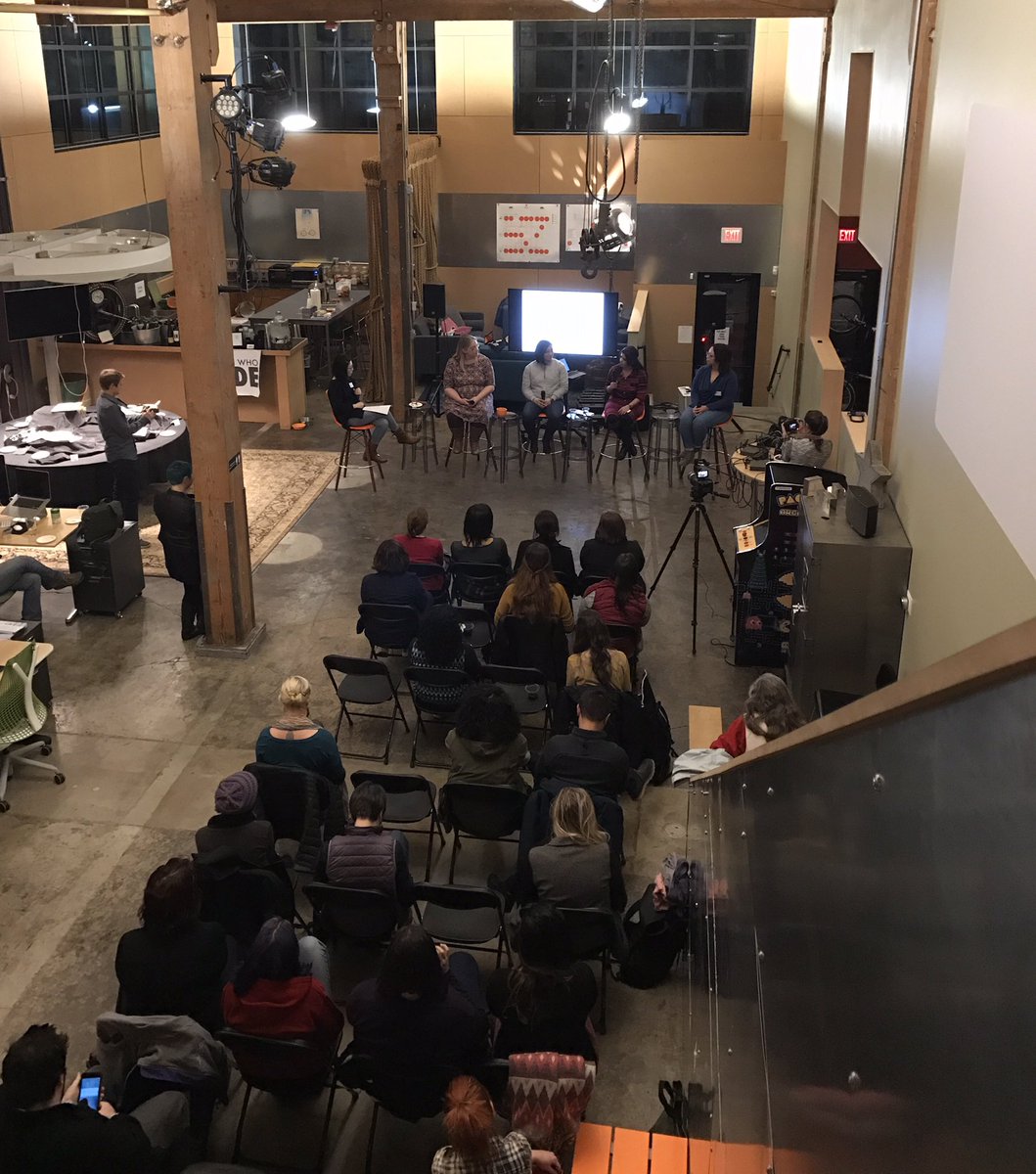 pluscitizen's tweet photo. At our studio with @WWCodePortland and our panel of talented scrum masters! #scrumirl https://t.co/p6sjnpzxfv