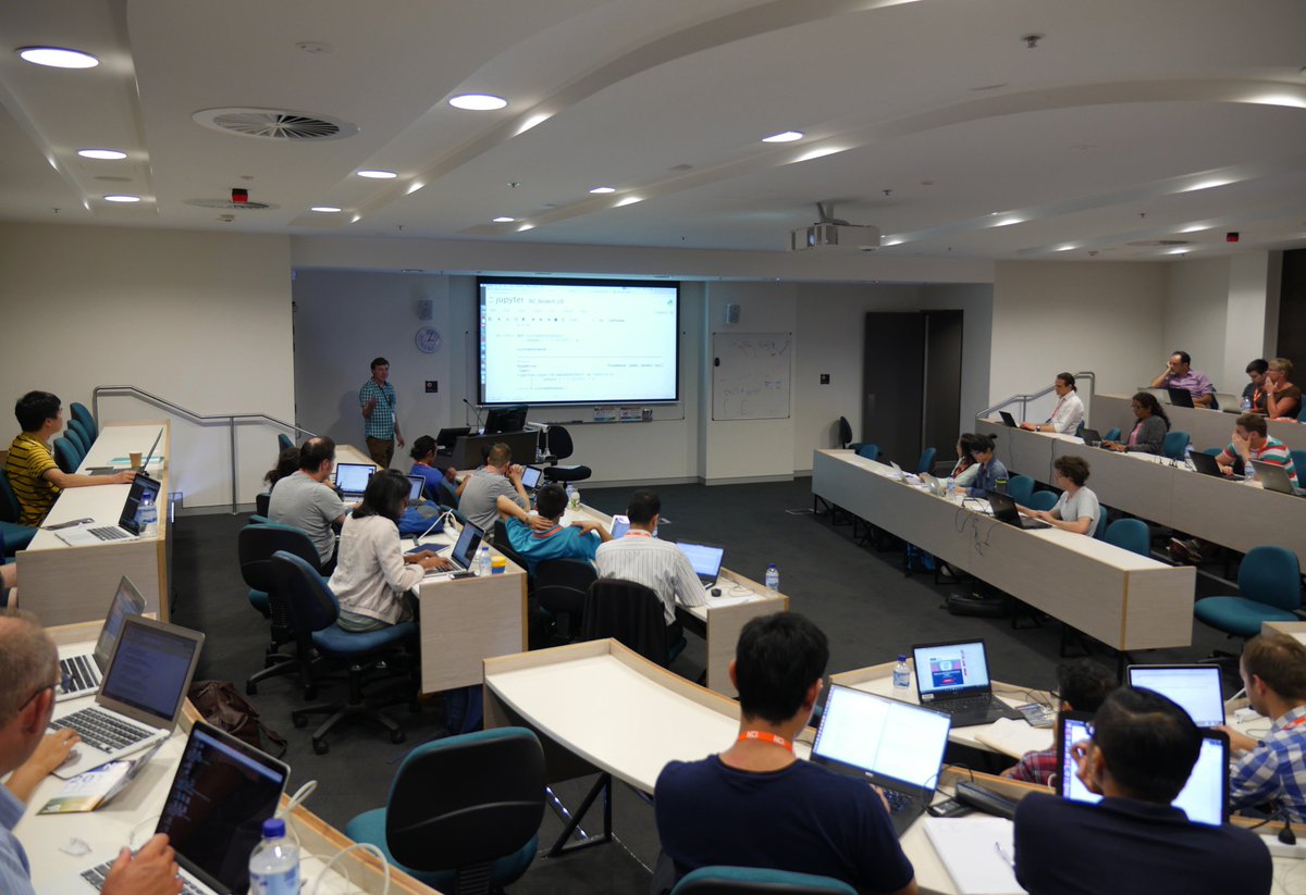NCInews's tweet photo. Luc Small from @IntersectAust now presenting a Python training session at NCI's #HPC Summer School @our_ANU @scienceANU #supercomputing https://t.co/ngq2k0D62d