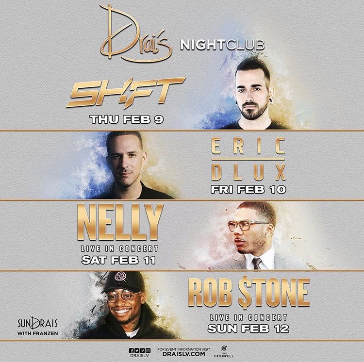 drais_manion's tweet photo. This is weekend at #Drais Nightclub!
Th @DJShiftLV
Fr @EricDlux
Sa @Nelly_Mo
Su @YoungRobStone
#DraisLV #DjShift #EricDLux #Nelly #RobStone https://t.co/DFc8gBg4FB