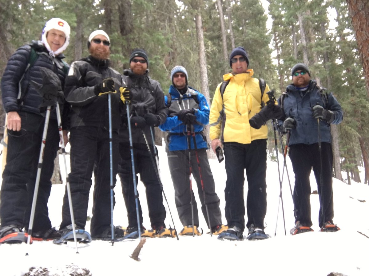 KimSkattum's tweet photo. How the Crossroads pastors did their meeting today. #mtevans #snowshoeing #beautiful https://t.co/fZ339onoSU