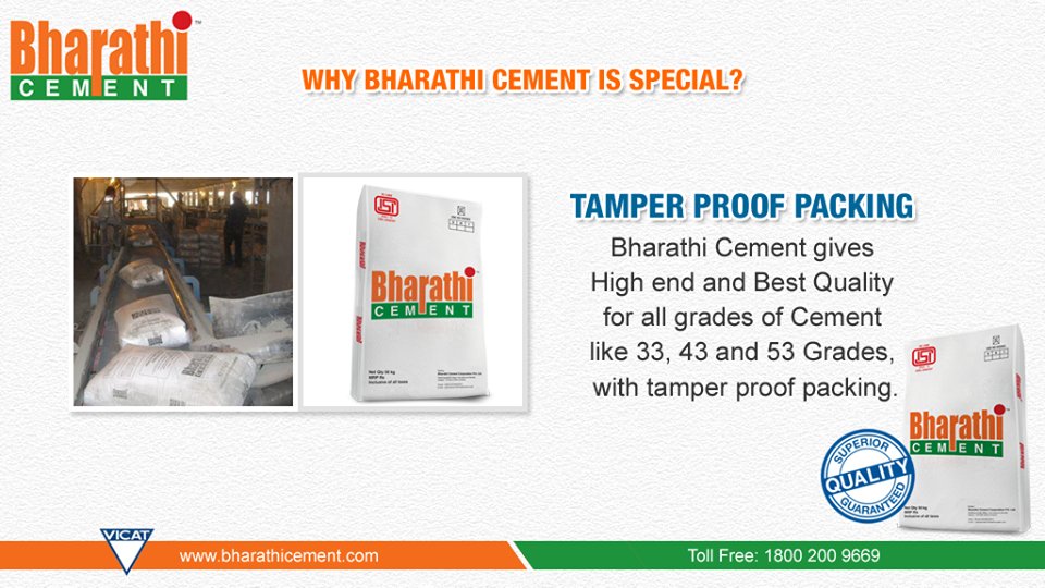 Why #BharathiCement is Special? Bharathi Cement Gives High end and Best Quality with Tamper-proof packing.