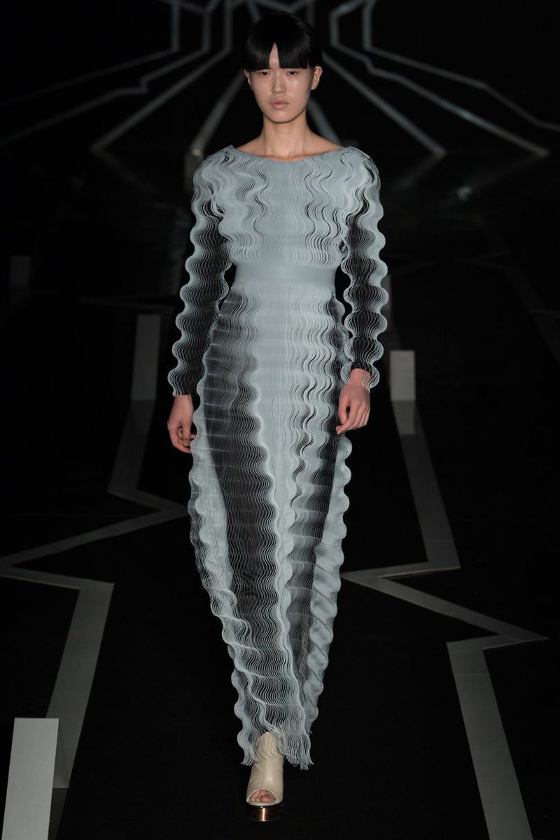 LaserCutWorks's tweet photo. Digital Glitch dress, made from a fine black silk and an expandable white #lasercut mylar fabric [via https://t.co/rKq2JVJJmJ] #fashion https://t.co/Y8mWIeym68