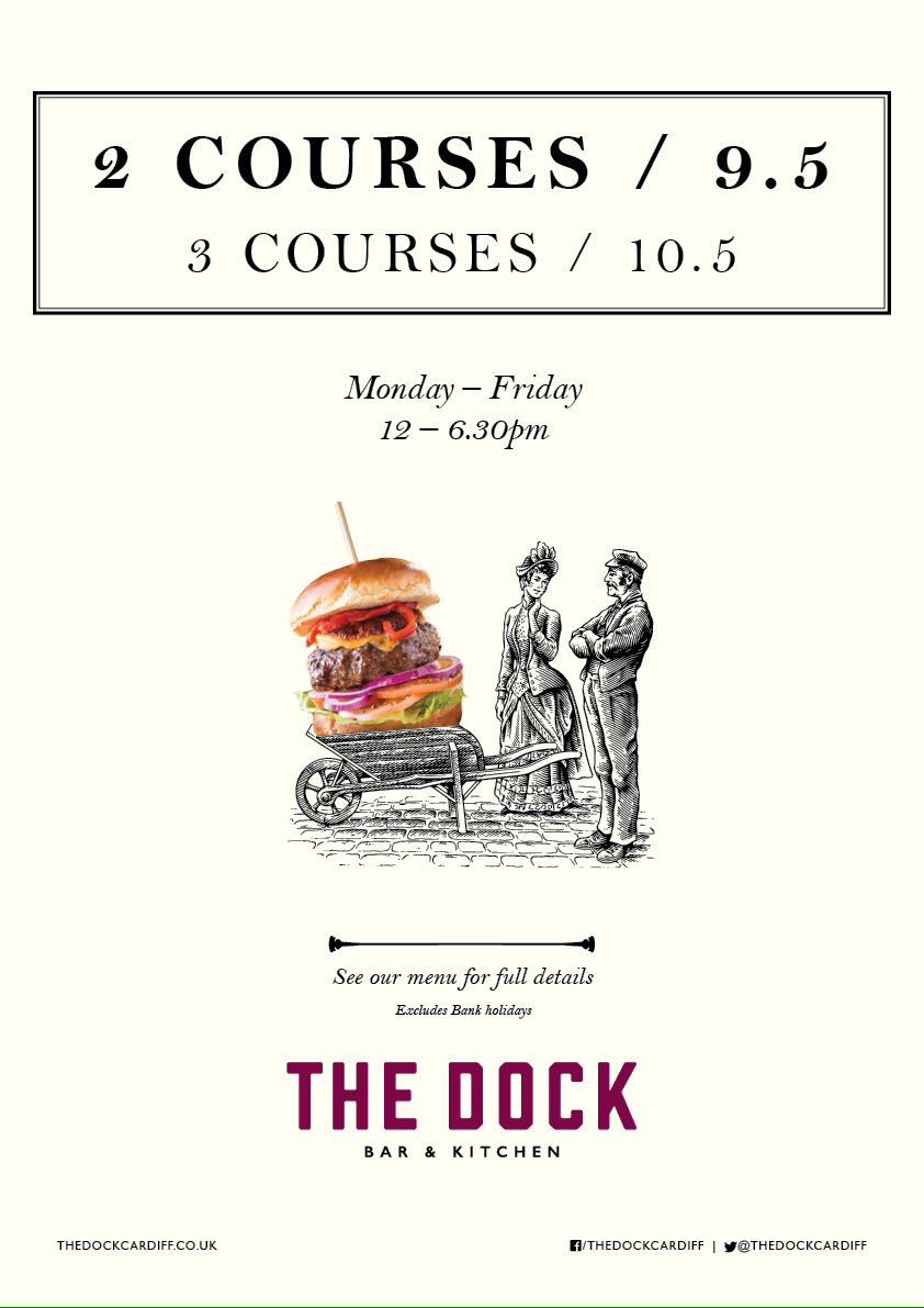TheDockCardiff's tweet photo. Feeling hungry this lunchtime? Then come and enjoy two courses for only £9.50 #2course #lunchtimeoffer https://t.co/ukfeggx0y6