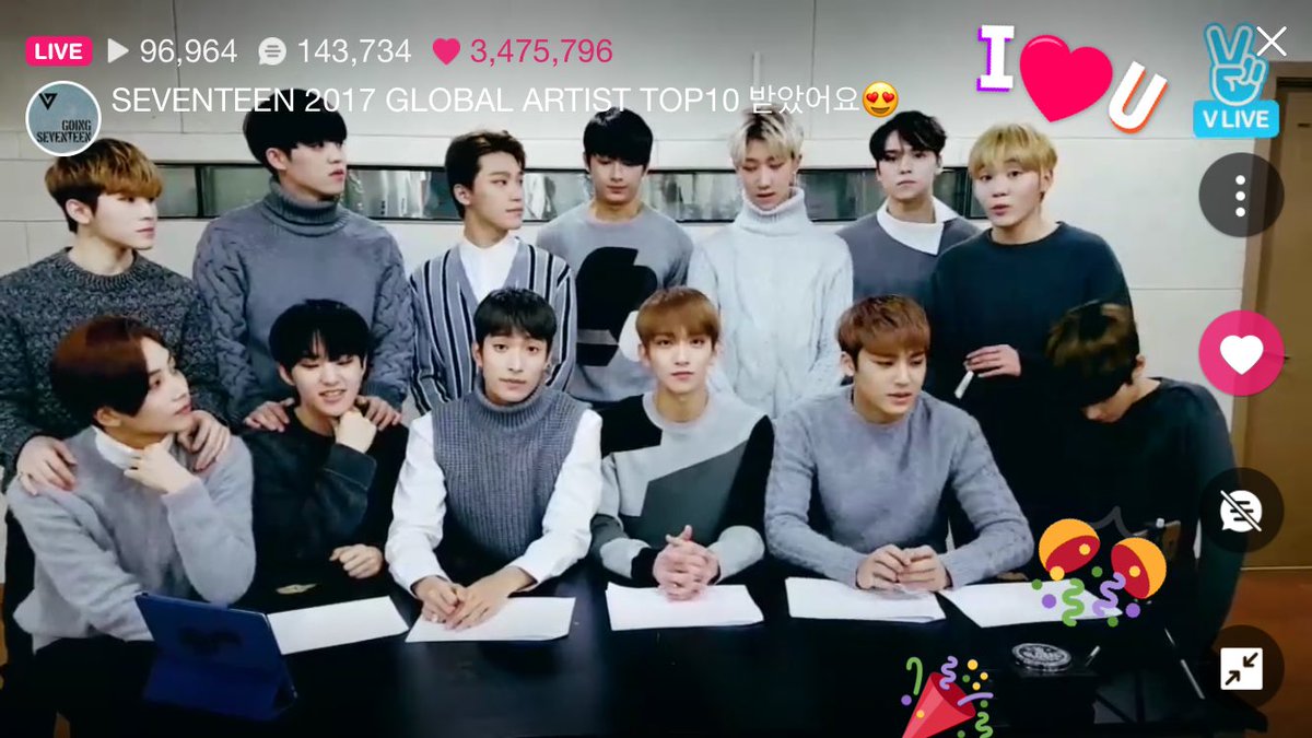 글로벌아티스트탑10 넘축하해💖💖역시 울 세븐틴🏅최고다~~~❤️팬미팅에서 오랜만에 만날 수 있다면 좋겠네요❤️