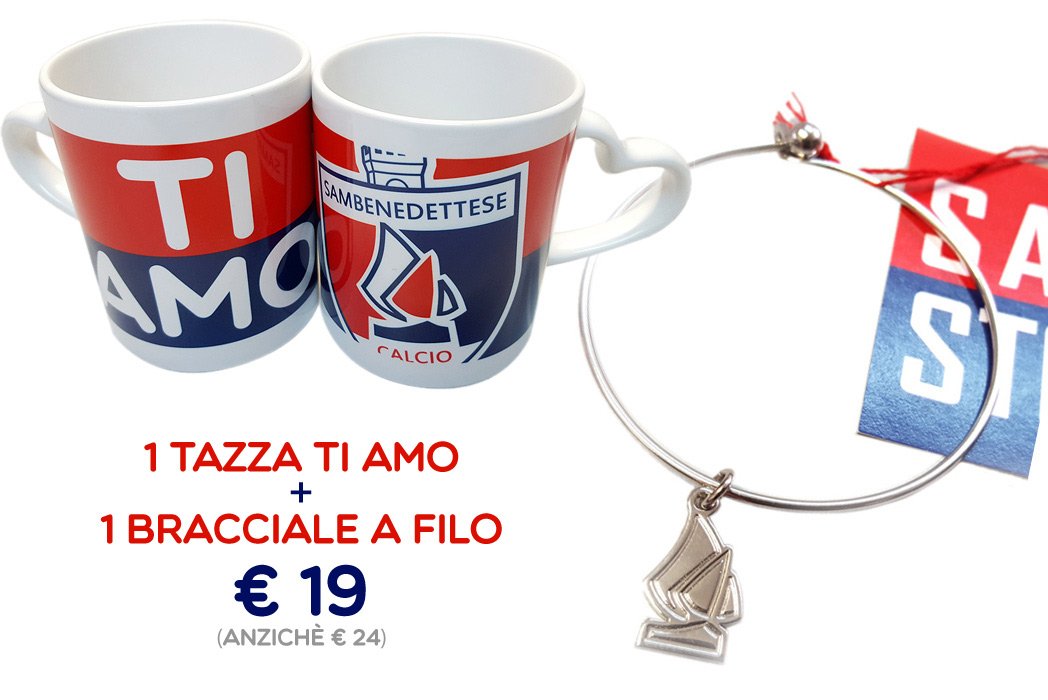 Samb_Calcio's tweet photo. Nel #SambStore https://t.co/E3OXNI52CR le combinazioni #SanValentino della @Samb_Calcio, #Tazza #TiAmo e #Bracciale #Lancetta a €19! https://t.co/98UbVTScTD