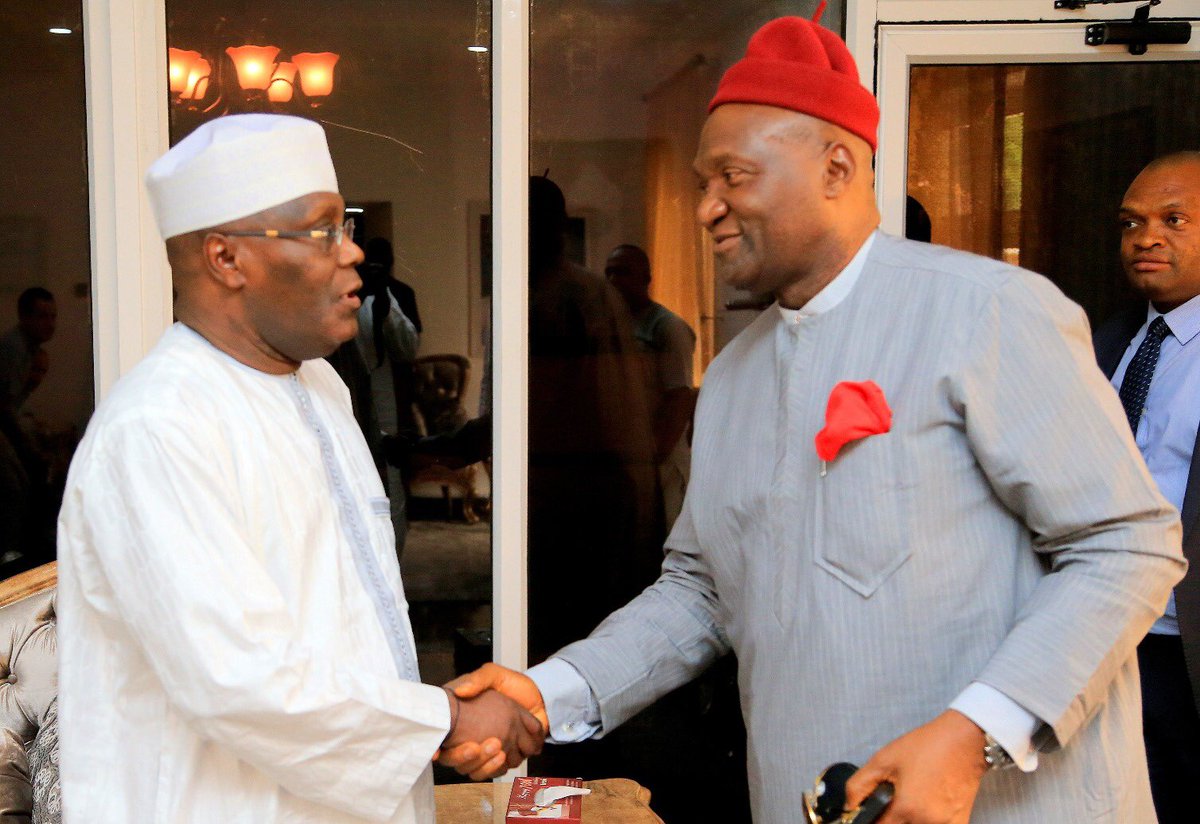 atiku's tweet photo. With the President of Ohanaeze Ndigbo, Chief John Nnia Nwodo, who paid a visit yesterday. https://t.co/m6VUMQtQBP