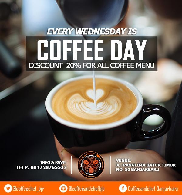 Khusus hari rabu promo diskon 20% guys all coffee day yukk kapan lagi cussss