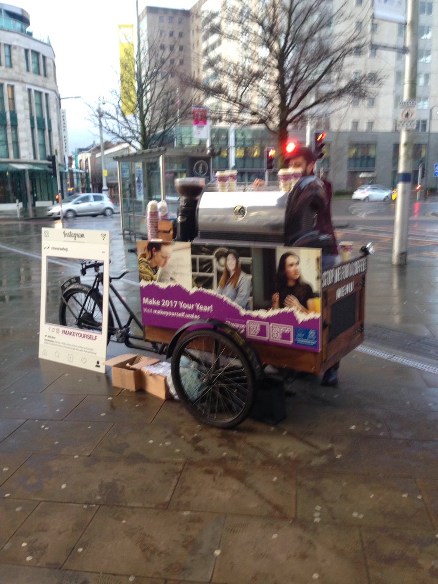 chwaraeteg's tweet photo. All set up at #Swansea station, come and grab your free coffee on your commute https://t.co/RhCmKwiwGY