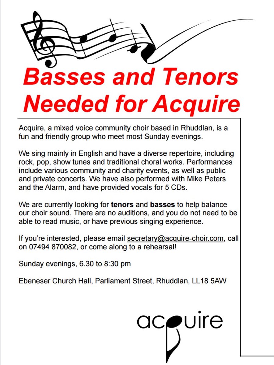 Acquire_Choir's tweet image. We are back on Twitter! And we're still looking for tenors and basses!