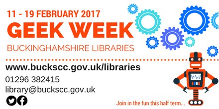 Bucks_Libraries's tweet photo. Geek it up #AylesburyLibrary - Fri 17th Feb - #MilleniumFX - award winning film &amp; TV prosthetic exhibition - Sherlock, Dr Who #GeekWeek JLM https://t.co/VRlgx1RpW4