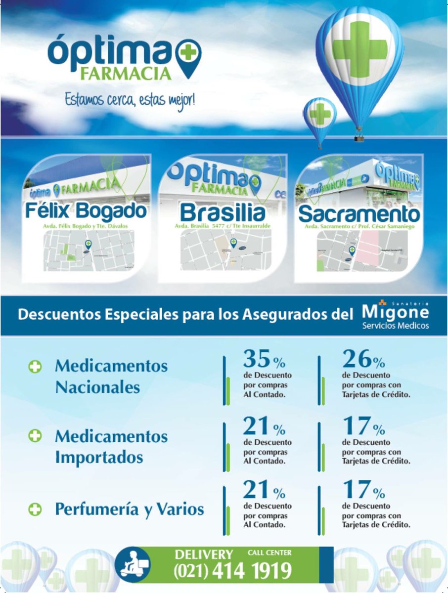 Migonepy's tweet photo. Si sos beneficiario de Migone, ahora podes disfrutar de importantes descuentos en Farmacias Óptima. #migonepy # óptima https://t.co/FVv938iAja