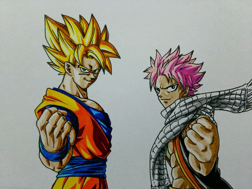 ドラゴンボール画像集特選 U Tvitteri コラボイラスト集 ドラゴンボール ブルードラゴン ワンピース フェアリーテイル 銀魂 T Co 0aubisodrz