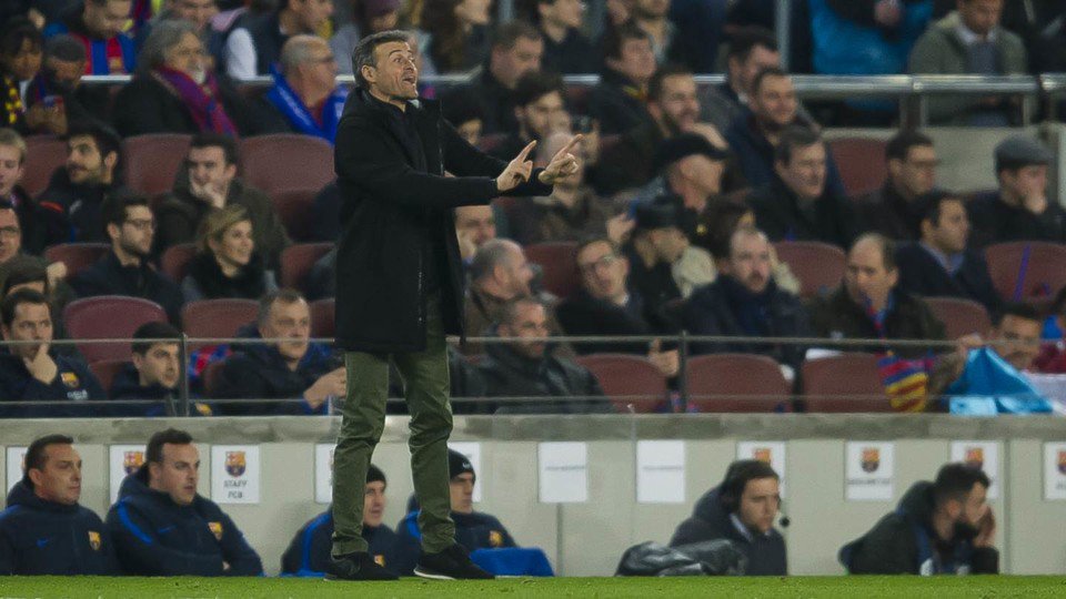 FCBarcelona's tweet photo. 🎥🔊 Luis Enrique: "We are in the final again and we will enjoy it": https://t.co/QRwwQWjFdR #CopaFCB https://t.co/4CdpFZYiU7