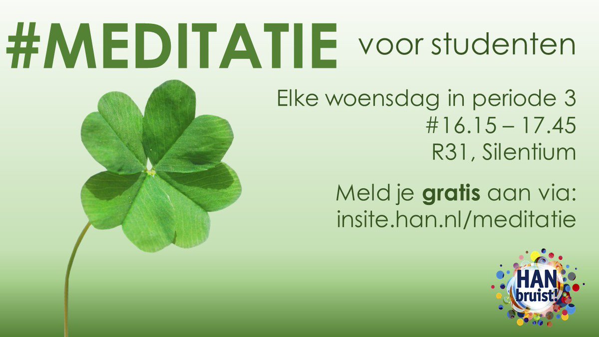 Vanmiddag begint de eerste training "Mediatie voor studenten". Er zijn nog plekken vrij. Schrijf je snel in via: insite.han.nl/mediatie