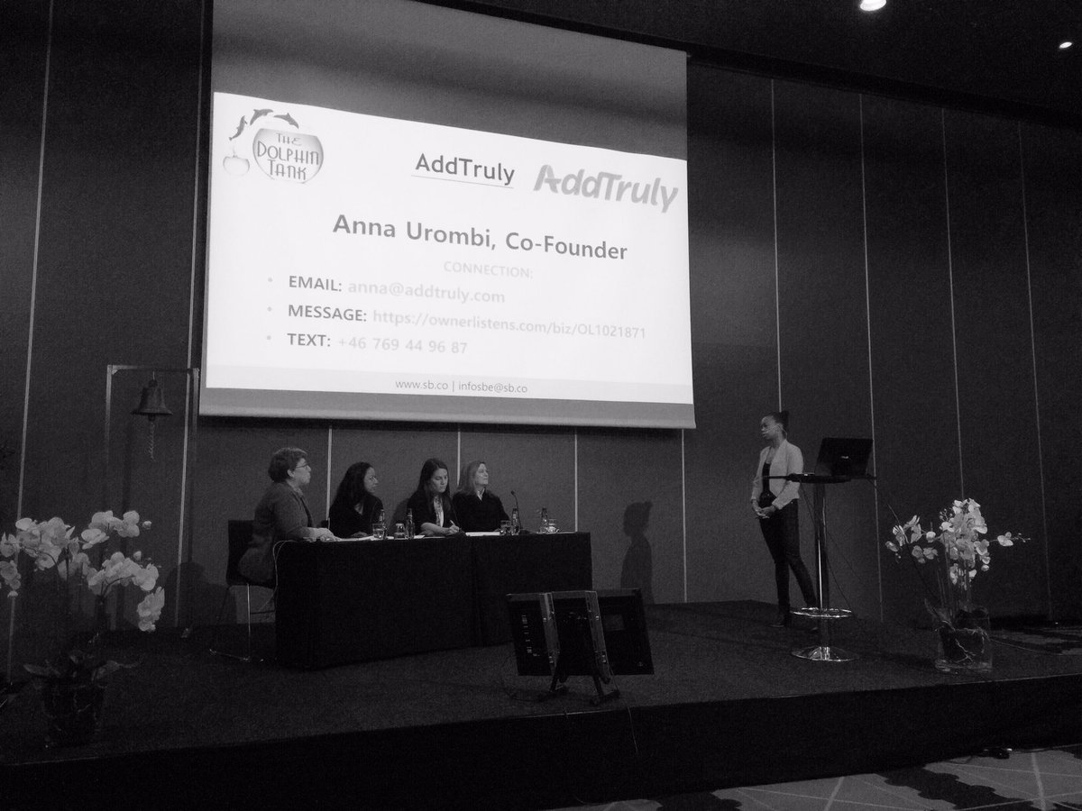 Dolphin Tank @dolphintank_sb hosting great pitches on stage @ #connect2capital. <a href="/AddTruly/">Addtruly</a> performing on stage 👍🏼