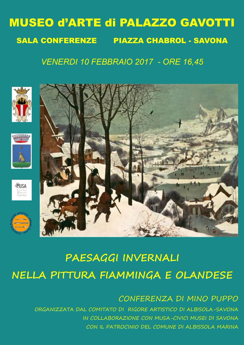 Venerdì h16:45  tutti invitati al Museo d'Arte di Palazzo Gavotti per la conferenza Paesaggi invernali nella pittura fiamminga e olandese :)