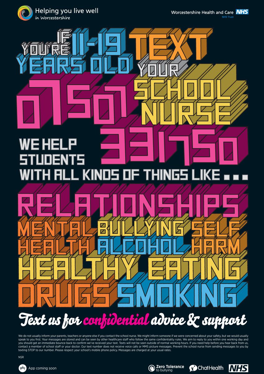 HWHCT_NHS's tweet photo. Help us spread the word about 'ChatHealth', a text messaging health service for young people in Worcestershire #ChatHealth https://t.co/oPuEPkfOOP