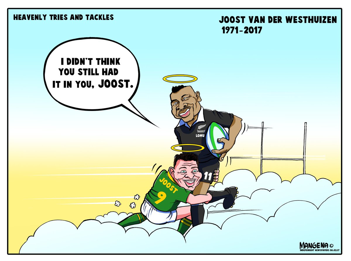 CARTOON: A heavenly rematch (via <a href="/Mangenatoons/">Bethuel Mangena</a>). #RIPJoost