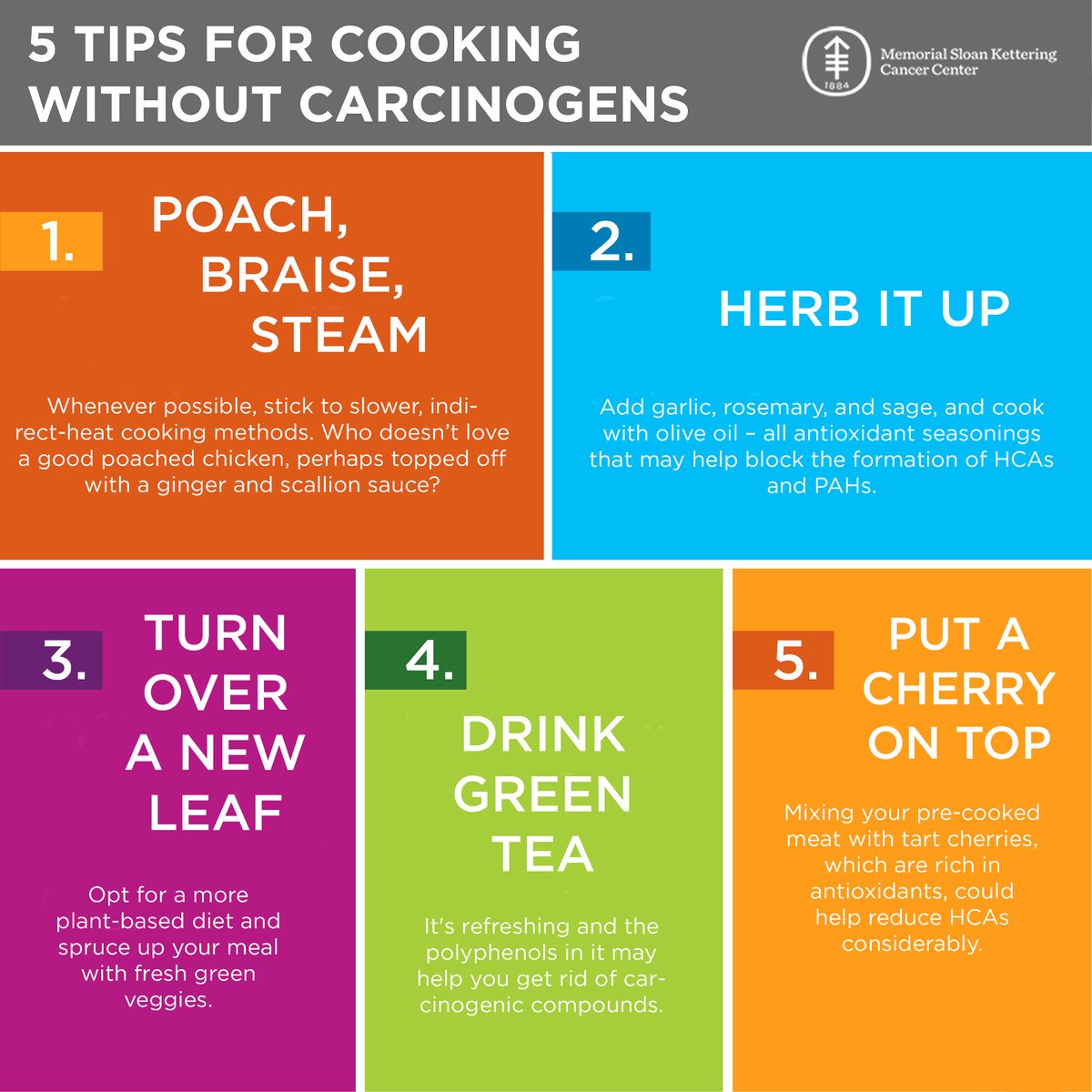 February is #CancerPreventionMonth. @sloan_kettering shares 5 tips for cooking without carcinogens.  Pass it on! 
More