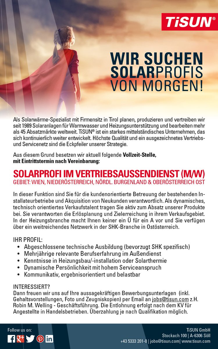 TiSUNenergy's tweet photo. Wir suchen Solarprofi im Vertriebsaussendienst!
https://t.co/twIOmDs6Ma https://t.co/UkQLBSAXr2