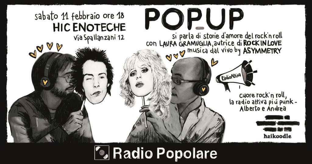 Sabato h 18 🕰 live a <a href="/HicEnoteche/">Hic Enoteche</a> 🍷 #Milano e on air su <a href="/radiopopmilano/">Radio Popolare</a> 📻 con #RockInLove ❤️ per #PopUp by <a href="/RAttiva/">RadioAttiva</a> 🔊 w/ <a href="/AndreaFrateffGi/">AndreaFrateffGianni</a> ⚡️