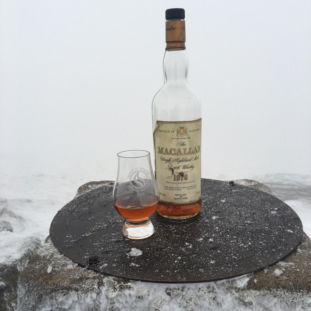 WalksWithWhisky's tweet photo. My recent attempt at a #MapMyMacallan above the distillery. An 18yo 1976 #macallan. Weather wasn't great https://t.co/f5XcFHJu4D