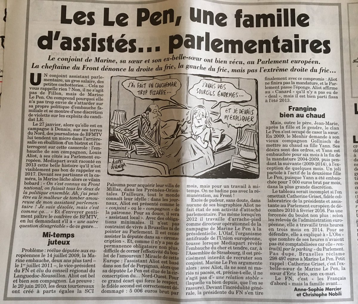 MarcGral's tweet photo. "Les Le Pen, une famille d'assistés...parlementaires."
- Le Canard Enchaîné (08/02/2017) #FN https://t.co/rBomYOt9qz