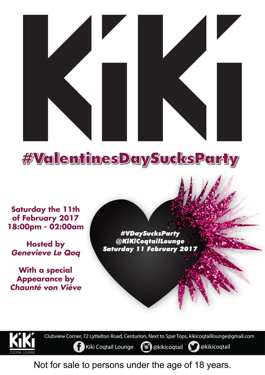 Remember to book a table for our <a href="/VDaySucks/">VdaySucks</a> party this Saturday! 
#drag #vday2017 #cocktails #haveakikicoqtailday 🤗