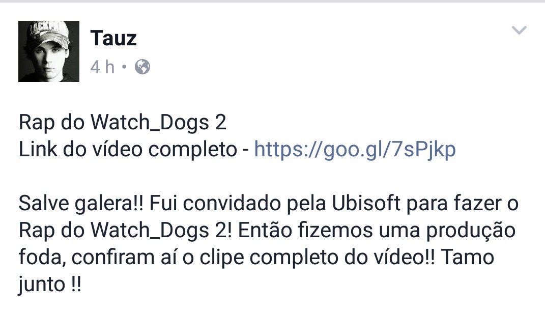 FanClubTauz's tweet photo. [#FB] 08.02.2017 | Tauz postou no Facebook contando do convite que ele recebeu da @Ubisoft_Brasil 
Confiram!
Link: https://t.co/FYIkUcyLLg https://t.co/N3fBCFZCrz