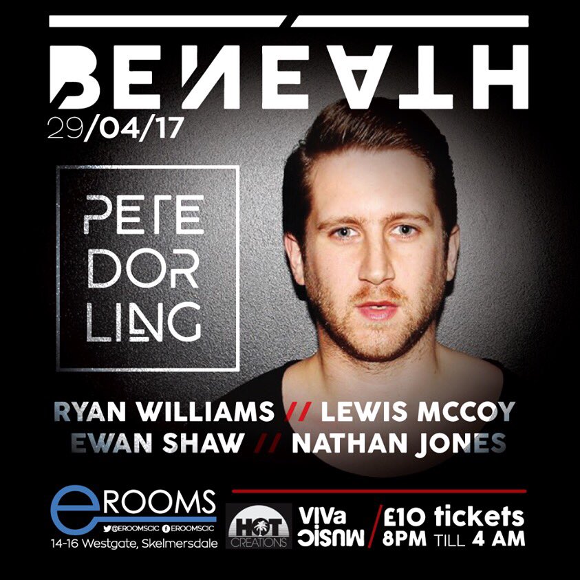 djryanwilliams's tweet photo. Back at Beneath on the 29/04/17 
Pete Dorling headlining the night.
Tickets £10 .. 8pm-4am 
At the E-rooms
#Beneath #housemusic #techhouse https://t.co/02M8R1HFRS