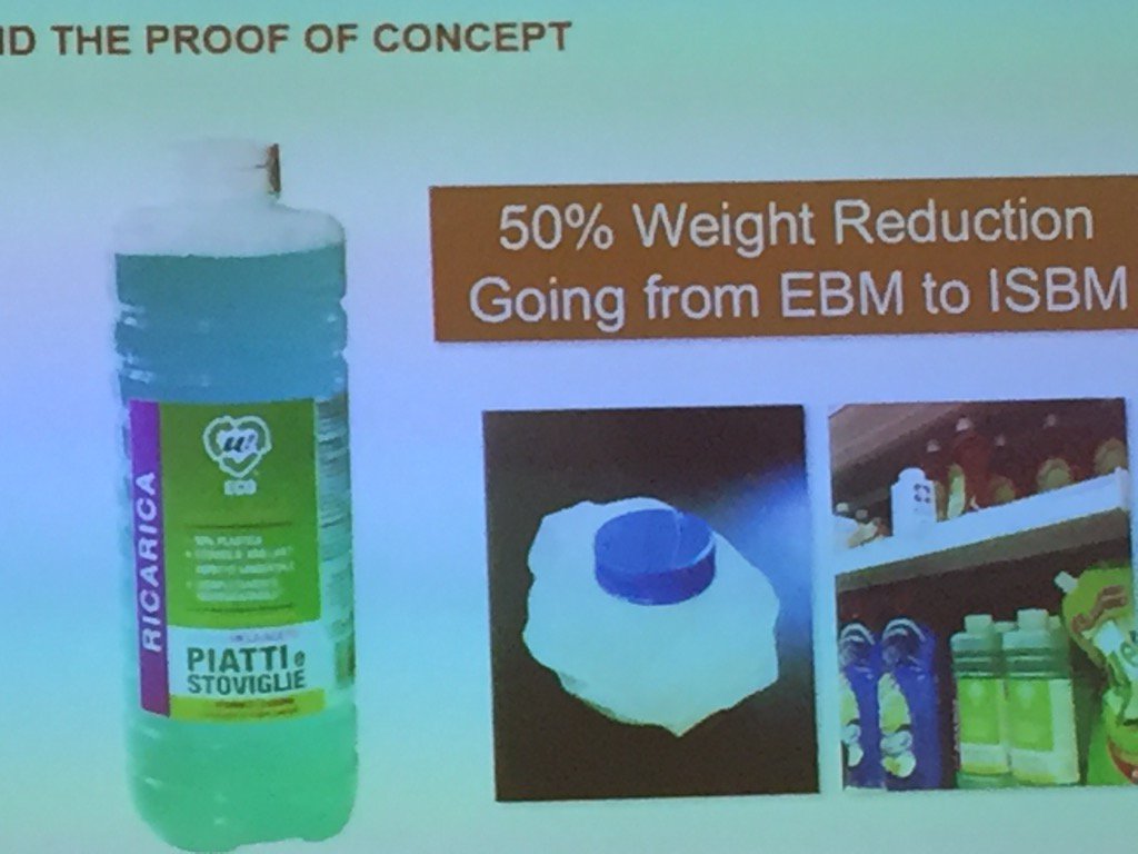 On shelves in Italy is ISBM bottle made of HDPE, the result of work done by Total Petrochemical. #packconf17