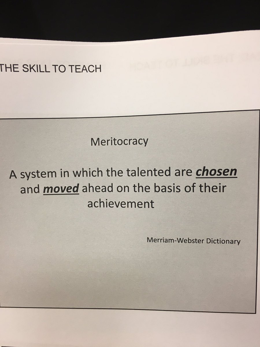 B_Lemmer's tweet photo. Meritocracy has become the foundation for grading, tracking, norm referenced tests, accountability, merit pay and eval

#ILCSIResearchForum https://t.co/bWWTpzWCUO