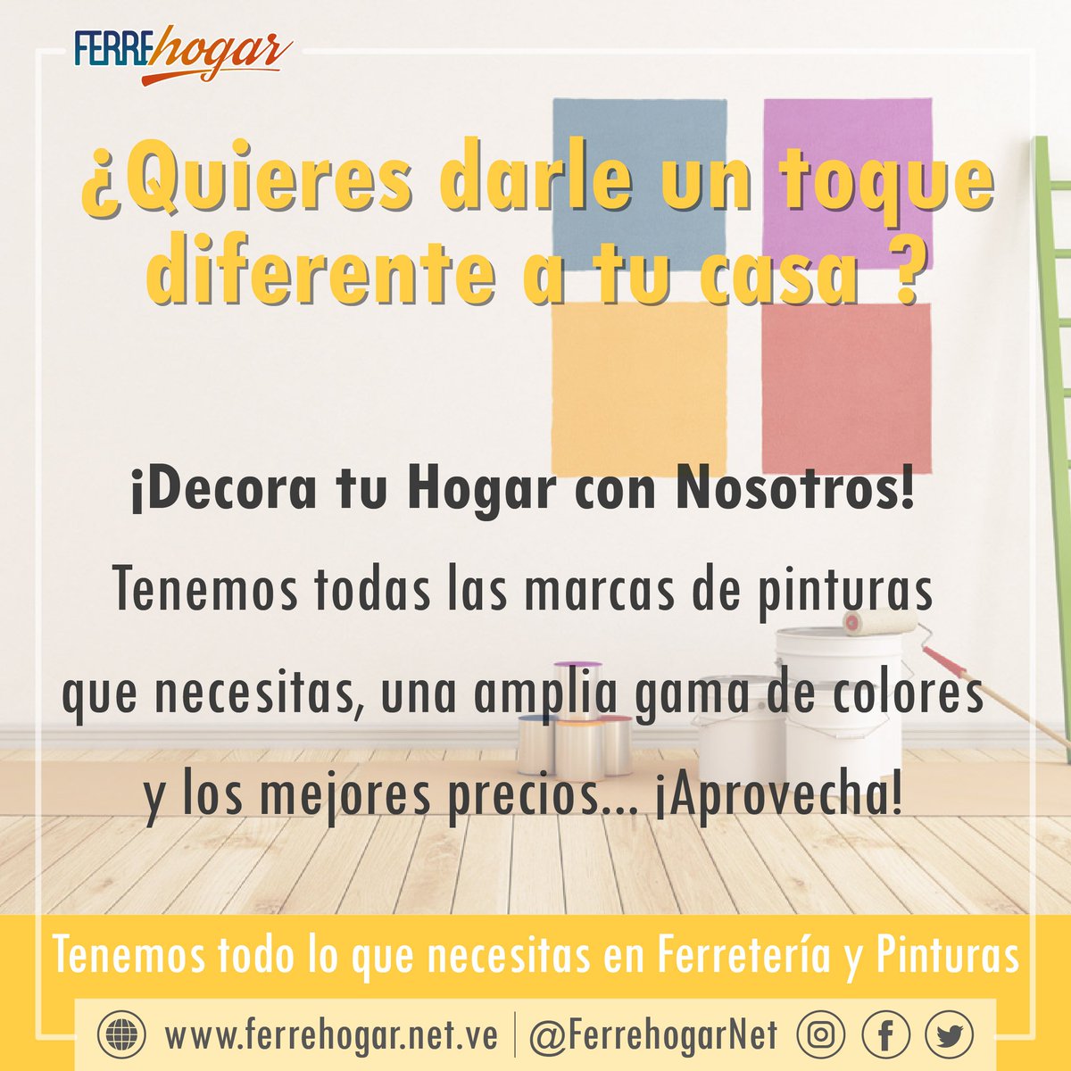 FerrehogarNet's tweet photo. #PintaDecoraRenueva #ferrehogar #pintura #decoracion #diy #diydecor #DIYHomeDesign #diystyle #homedesign #homedecor #homestyle #remodela https://t.co/NY7BkmNop9