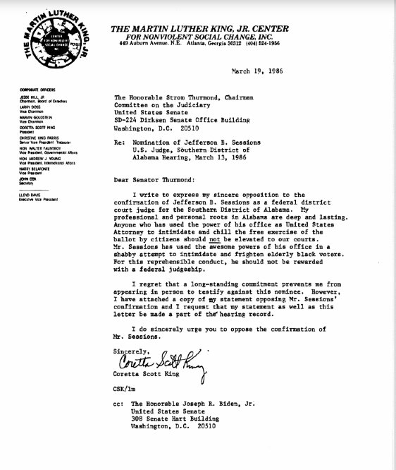 CBSNews's tweet image. This is part of the letter written by Coretta Scott King that Sen. Warren tried to read during Jeff Sessions debate cbsn.ws/2k2qzCA