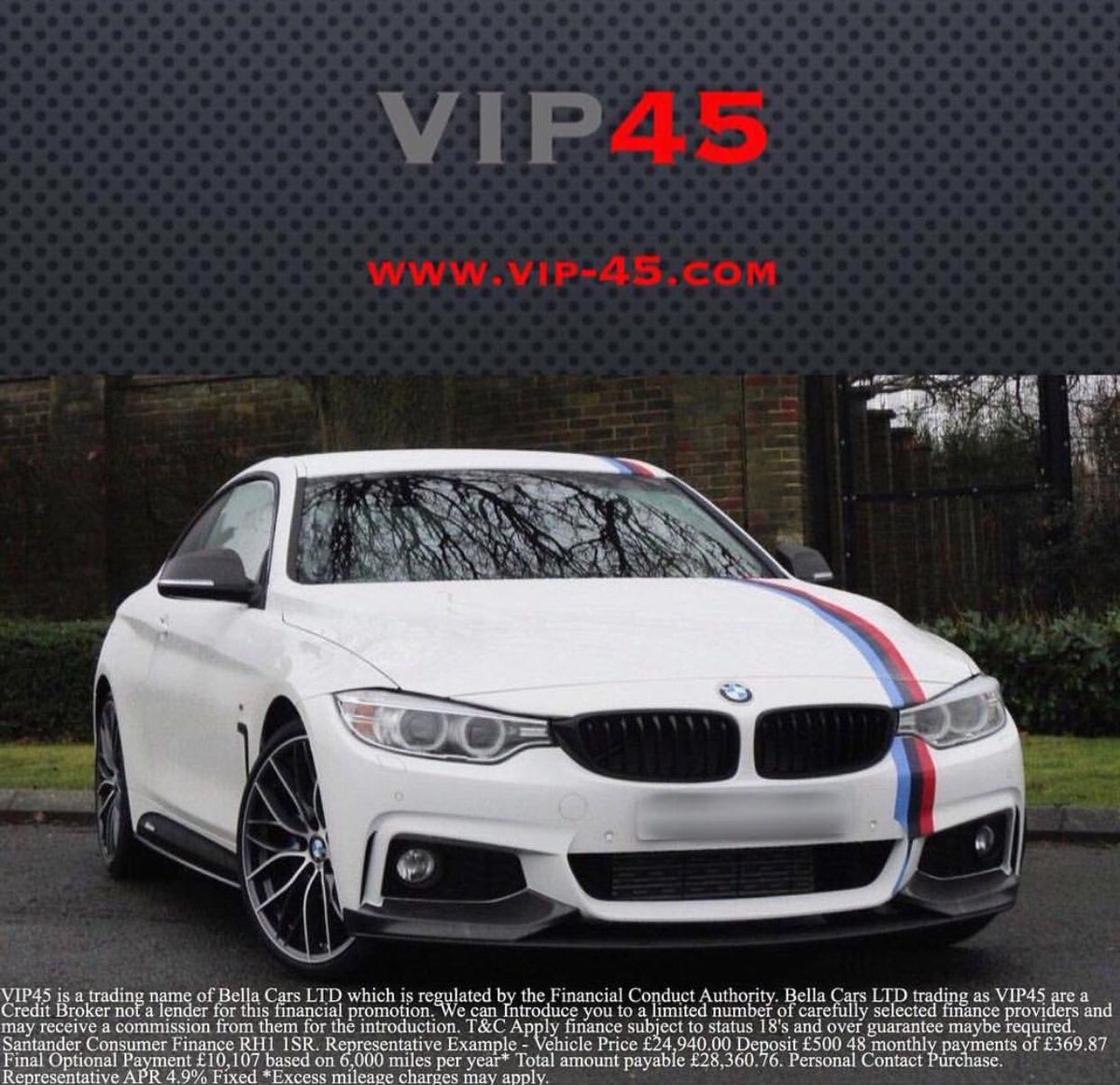 CallumVIP45's tweet image. 64 plate BMW 420d m sport auto coupe nav with full m sport performance kit and upgraded alloys £500 deposit £369 per month #vip45