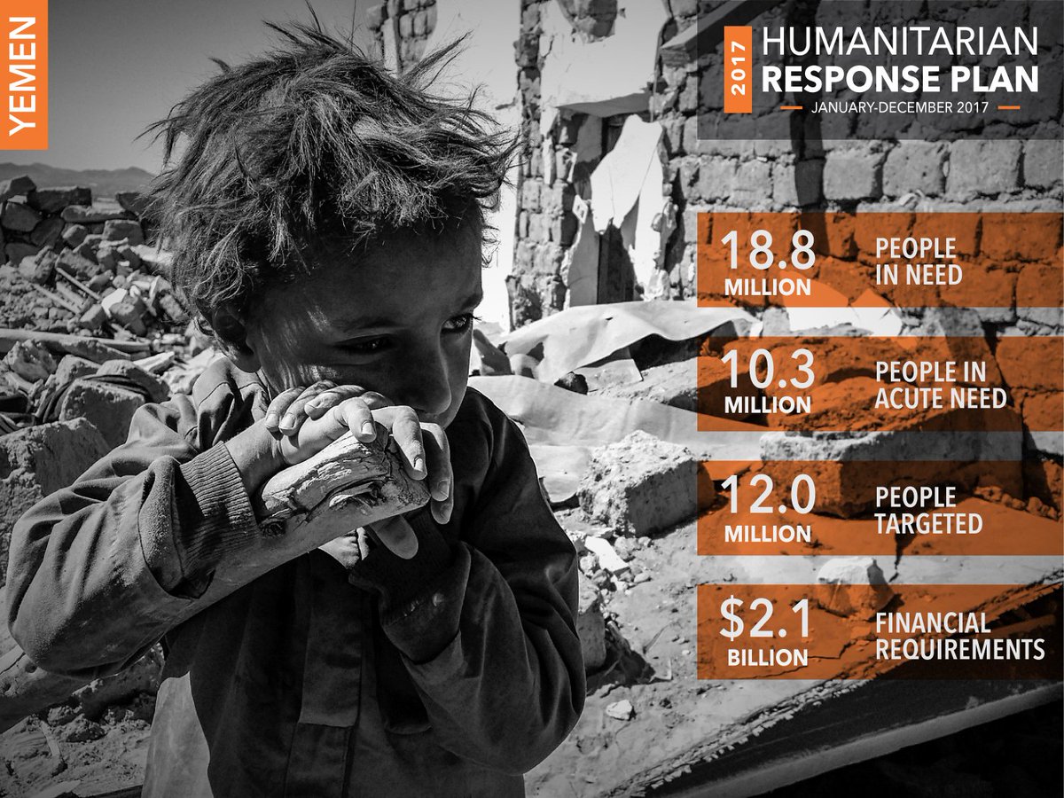 Oxfam's tweet image. 2 yrs of war have devastated #Yemen: UN + partners appeal for $2.1b for life-saving assistance ochayemen.org/hrp-2017/ #StandWithYemen