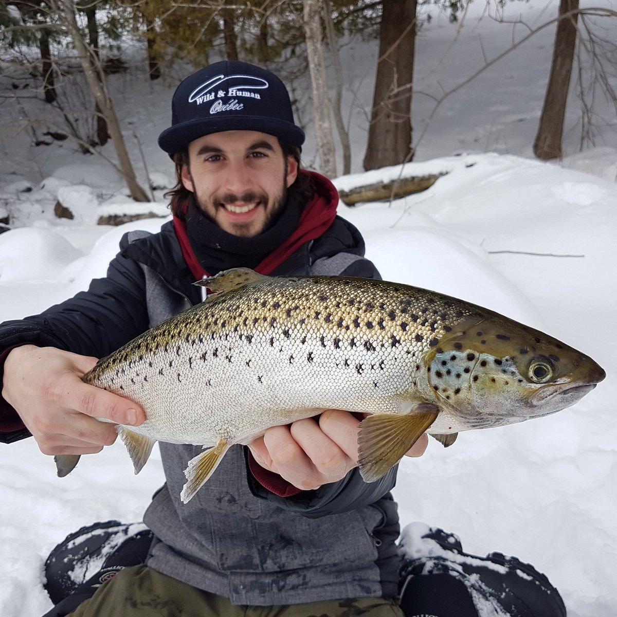 DgWildhuman's tweet photo. From the Wild&amp;HumanQc Team in Canada. That's the salmoides festival! 🐟❄ #salmo #salar #brown #trout #icefishing #team #support #onthetop https://t.co/bLiJwkKlyw