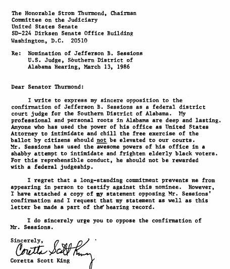 Last night the GOP silenced <a href="/SenWarren/">Elizabeth Warren</a> as she tried to read the words of Coretta Scott King. Here is that letter: #LetLizSpeak #StopSessions