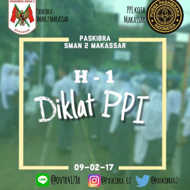 BESOK❗️❗️❗️

"Diklat PPI SMAN 02 Makassar"
 
Atau selanjutnya silahkan kontak kami😉
