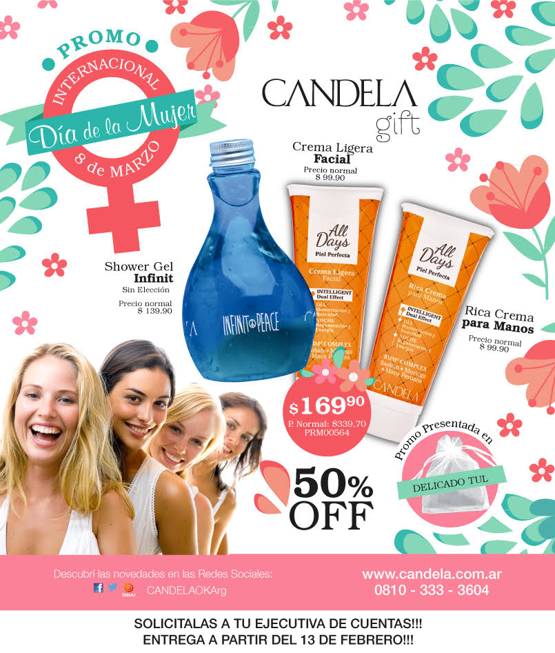 CANDELAOKArg's tweet photo. 🎉🎊🎁#Candela #Promo Día Internacional de la Mujer🎉🎊🎁
👉#AllDays #Infinit👍👍 https://t.co/WORRW0FJVU