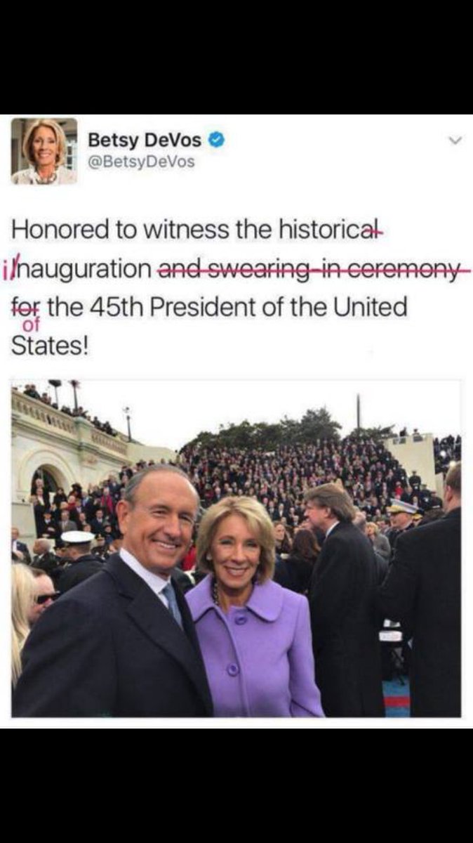 booty_snooty's tweet photo. Our new Secretary of the Department of Education. https://t.co/DQ6yTEaBIT