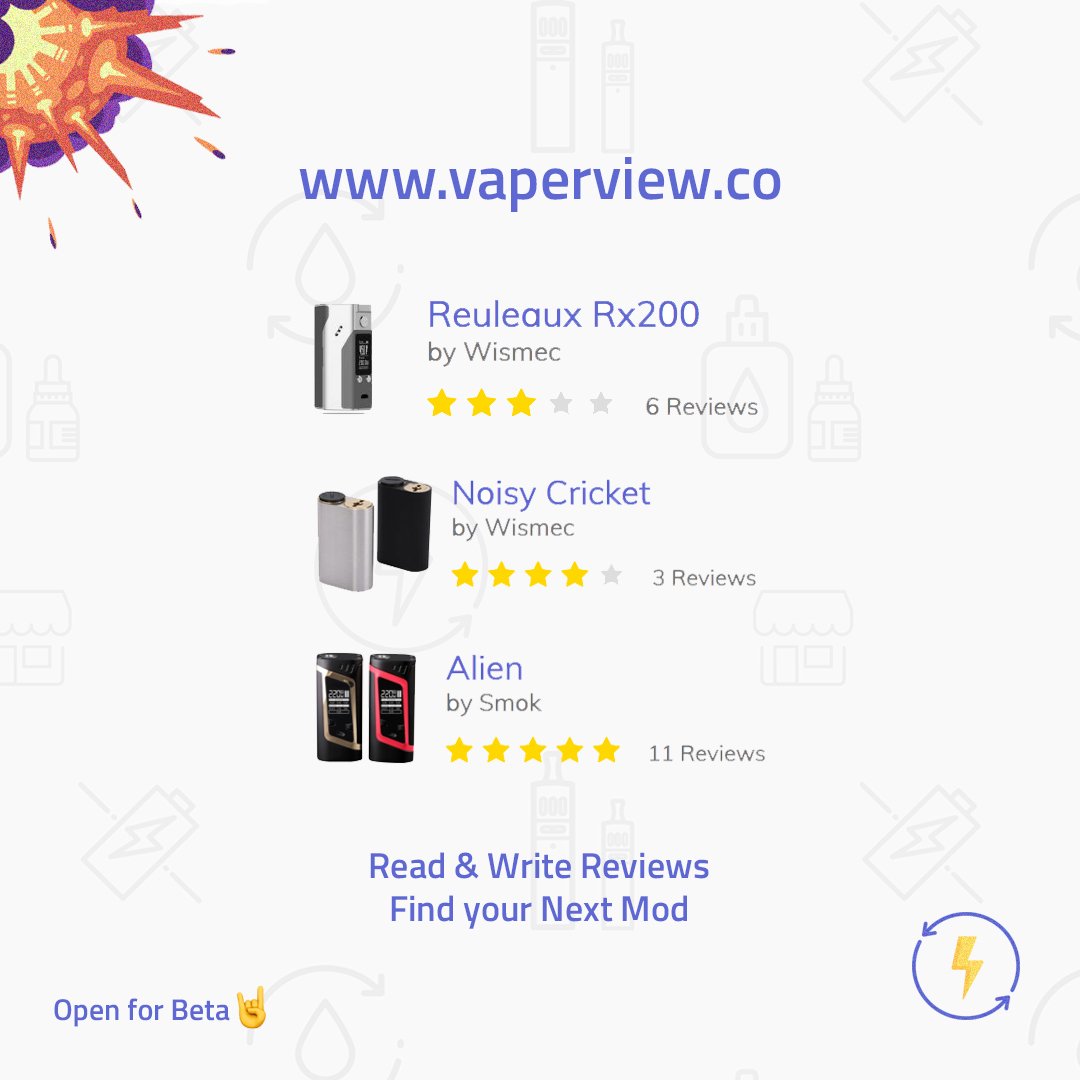 Ecigclopedia's tweet image. #VaperView lets You Read &amp;amp; Write #Vape #Mod Reviews. Join the community and share your experience or find your Mod vaperview.co