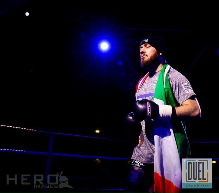 DUELfights's tweet photo. Steve 'Hellraiser' Ibbotson entering the #DUELGP ring... minutes later, after 3 quick knockdowns, he became the new DUEL National K-1 Champ! https://t.co/I7tbNYAguA